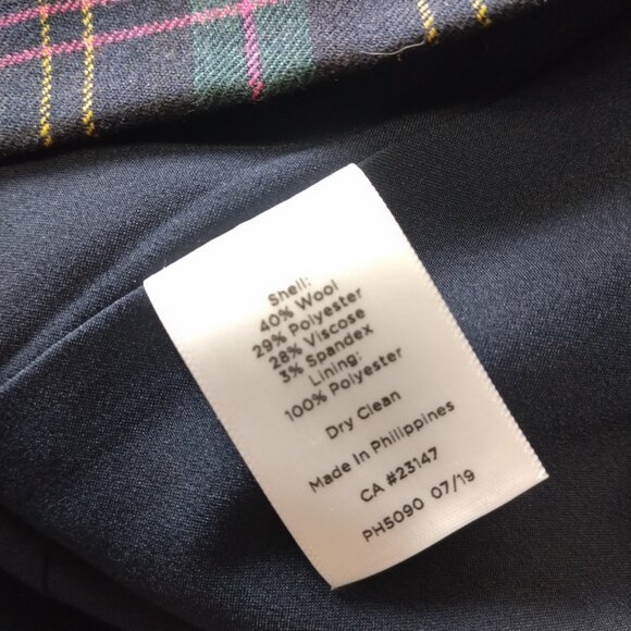 TALBOTS Women's Size 16  Green Tartan Plaid Ruffled Wool Blend Sleeveless Dress - Picture 4 of 8